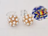 Brincos Globo de Perolas Banhado a Ouro Rose 18k