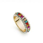Anel Banhado a Ouro 18k C/ Cristais Swarovisk e Stellux