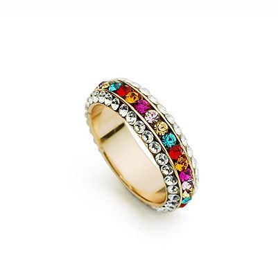 Anel Banhado a Ouro 18k C/ Cristais Swarovisk e Stellux