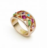 Anel Banhado a Ouro 18k C\Cristais Swarovski Multicoloridos